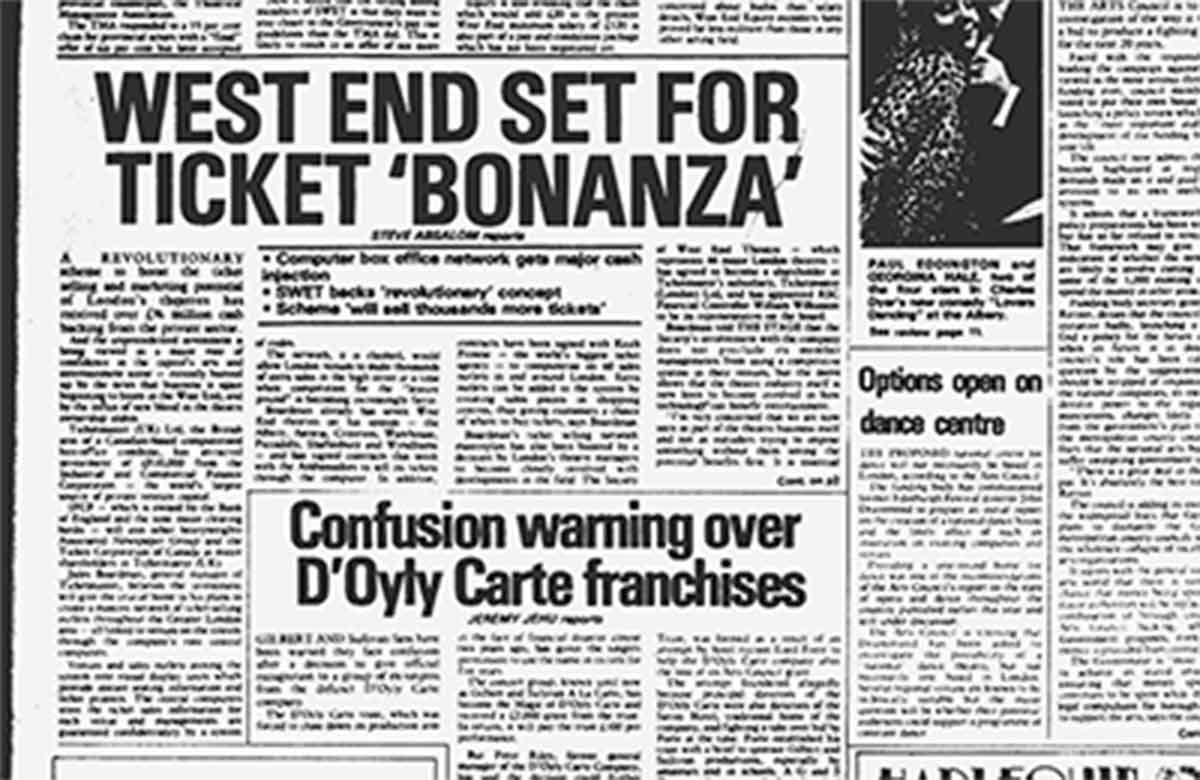 Ticketmaster takes hold – 40 years ago in The Stage